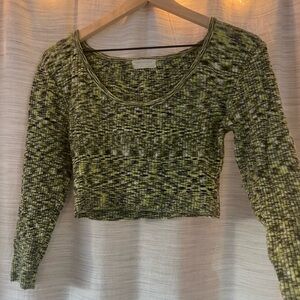 Urban Outfitters Green and Black Knit Crop Top